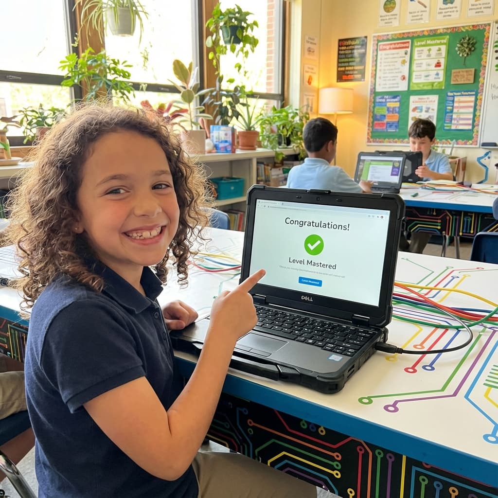 Student learning on laptop